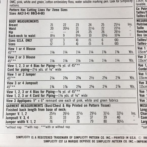 Vintage Simplicity 7944 Sewing Pattern Smock Dress Jumper Blouse Sz AA 2-4 - Picture 10 of 11